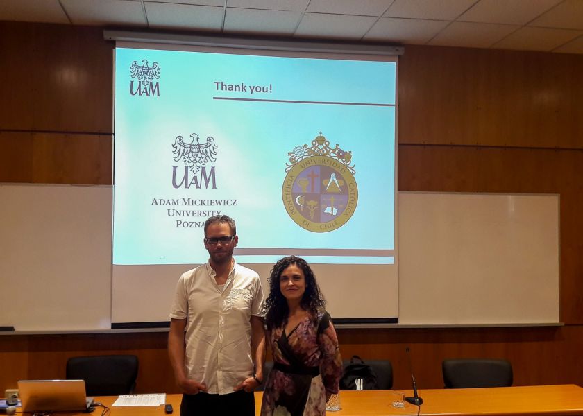  Dr Eric Rundquist and Dr Ursula Kizelbach after her lecture to UC Chile in 2018