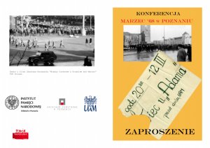 Zaproszenie na konferencję Marzec ’68 w Poznaniu
