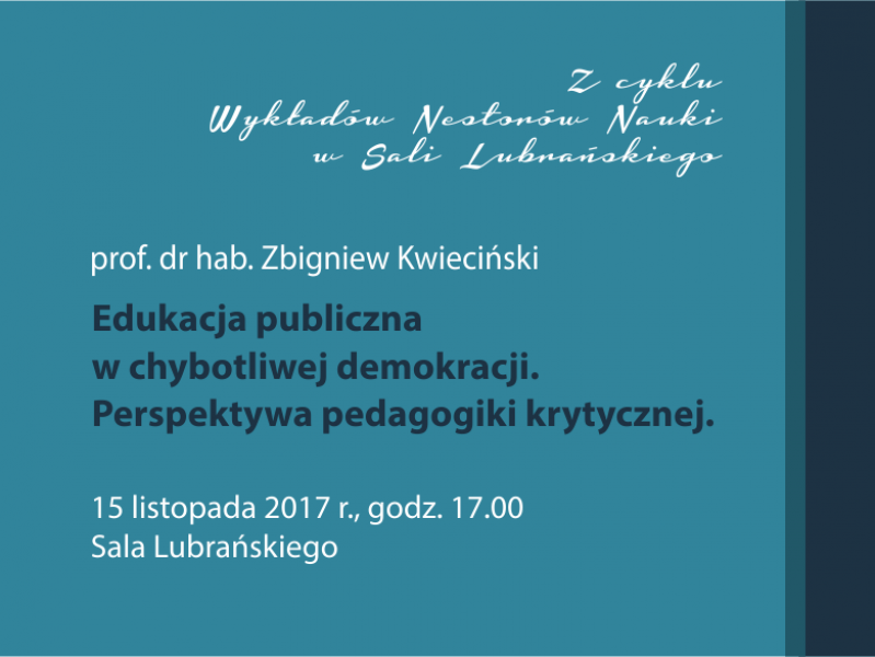 Wykład profesora dr. hab. Zbigniewa Kwiecińskiego 