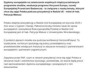 Jakie będą związane z nauką tematy, którymi chce się zająć Polska podczas prezydencji w Radzie UE? Pisze o tym portal Nauka w Polsce