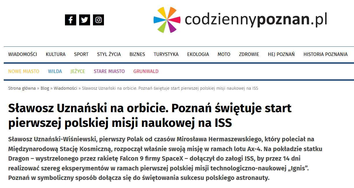 Print Screen z artykułu na portalu Codziennypoznan.pl
