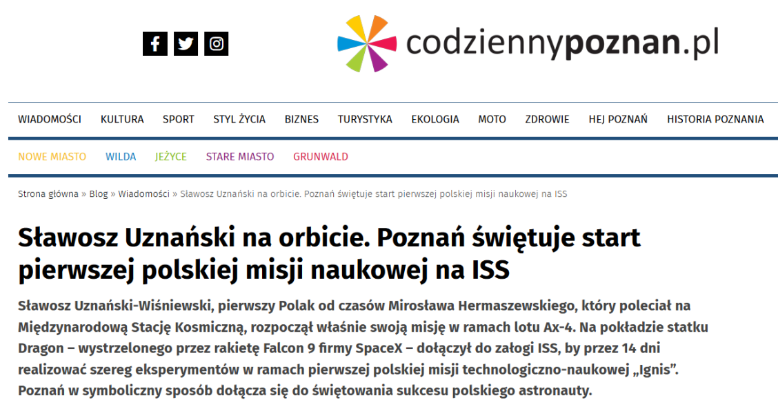 Print Screen z artykułu na portalu Codziennypoznan.pl