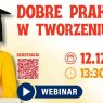 Grafika webinaru „Dobre praktyki w tworzeniu CV” (Biuro Karier UAM), 12.12.2025, godz. 13:30–15:00; po lewej kobieta w birecie przy laptopie, obok kod QR do rejestracji.