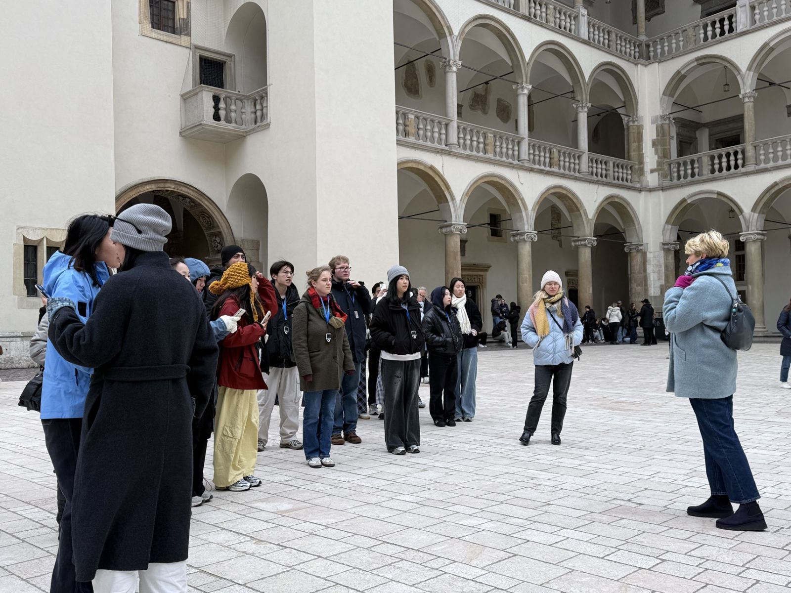  A photo of a group of students in Kraków’s Old Town and at Wawel