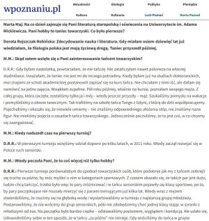 Prof. Dorota Rojszczak-Robińska o tańcu towarzyskim