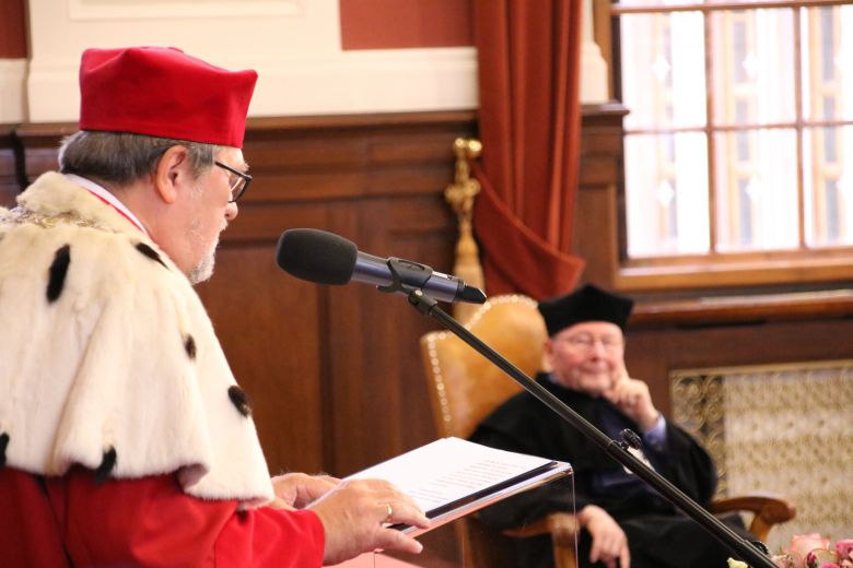 Jego Magnificencja Rektor UAM, prof. Andrzej Lesicki oraz profesor Rolf Fieguth