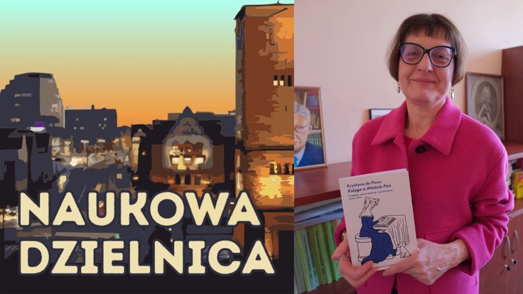 Po lewej stronie grafika promocyjna podcastu Naukowa Dzielnica, po prawej zdjęcie prof. Anny Loby.