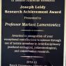 Joseph Leidy Research Achievement Award The caption reads: 