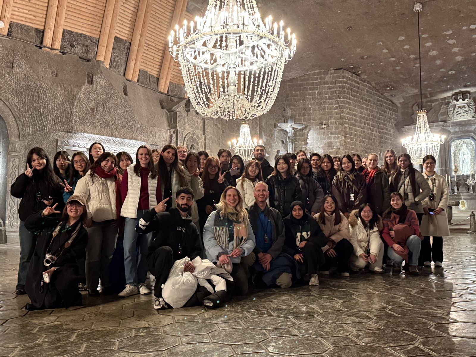 A photo of students at the Wieliczka Salt Mine 