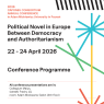Plakat konferencji CAPONEU Consortium Annual Conference 2026 na UAM w Poznaniu pt. „Political Novel in Europe Between Democracy and Authoritarianism”, która odbędzie się w dniach 22–24 kwietnia 2026 w Collegium Maius.