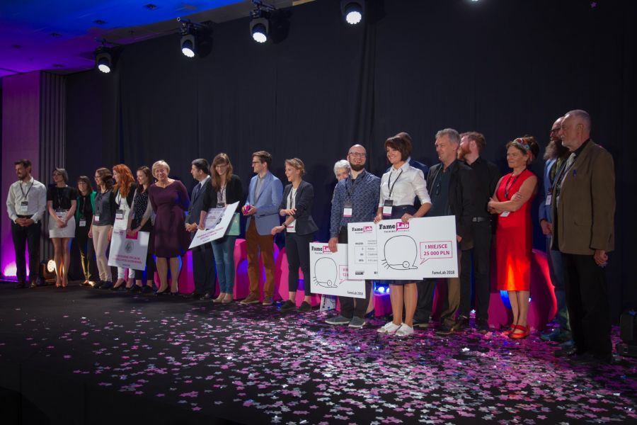 Nagrodzeni podczas finału FameLab, zdjęcie: Centrum Nauki Kopernik