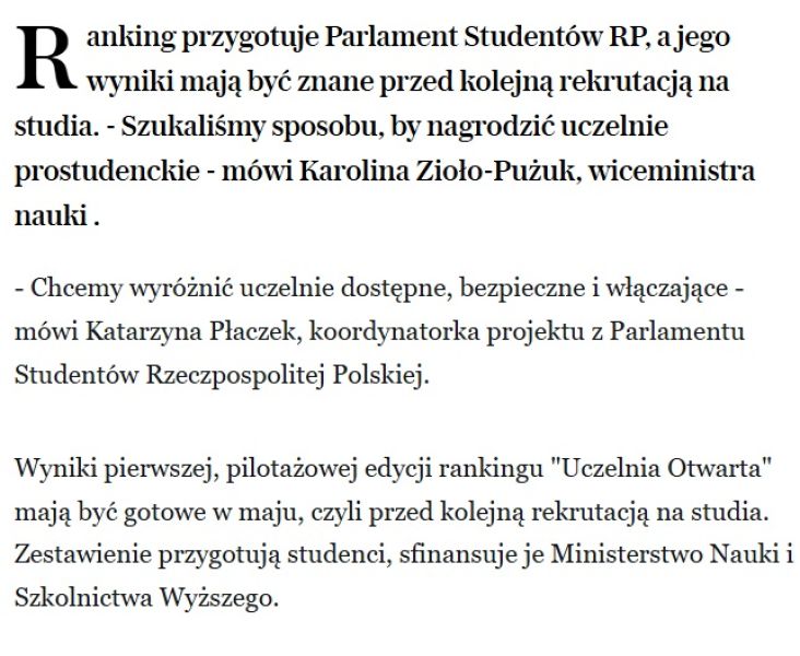 Print screen z artykułu
