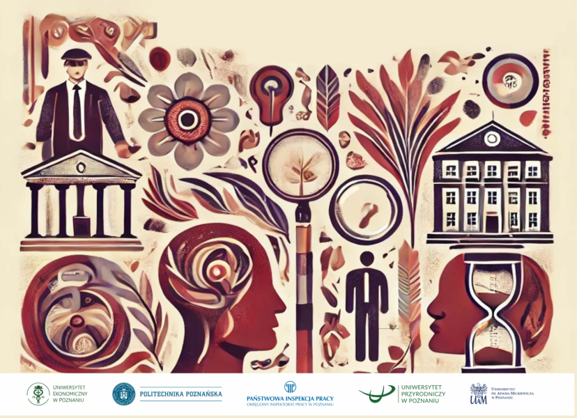 Ilustracja symbolizująca edukację, naukę i rozwój, z postaciami i motywami roślinnymi oraz logotypami organizatorów wydarzenia.