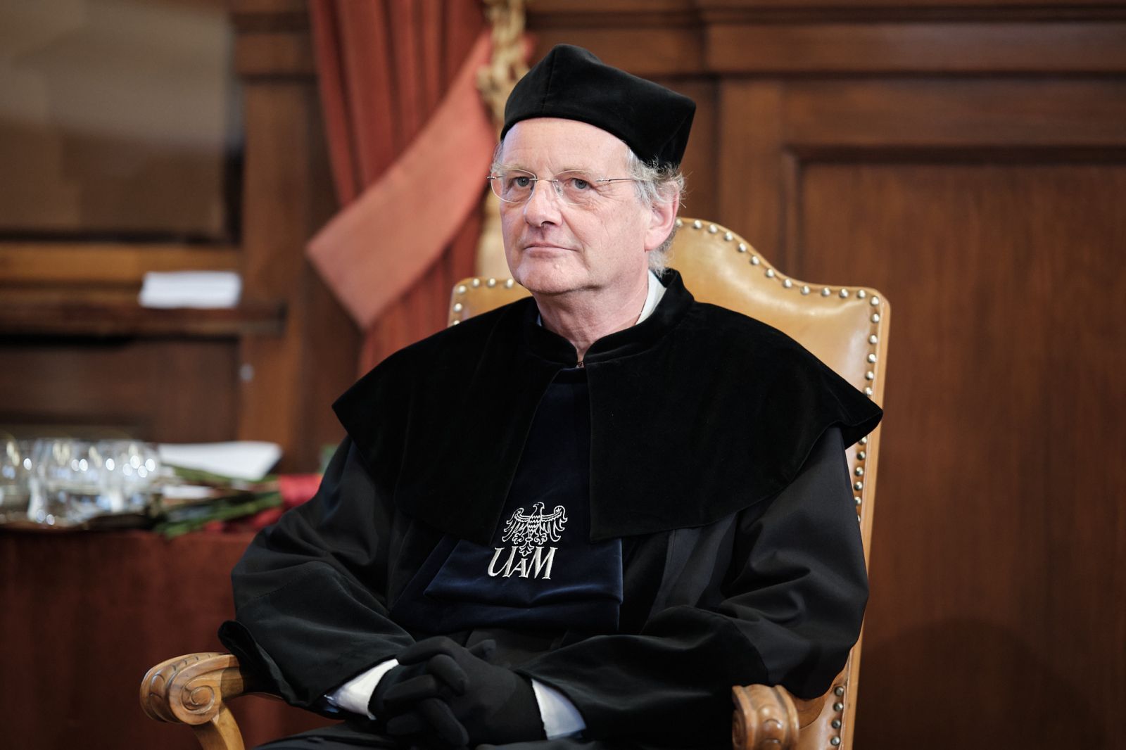 The Presentation Ceremony of AMU Honorary Doctorate to Prof. Johannes Muller. The event took place in the Lubrański Hall in the Collegium Minus Building.