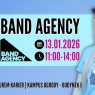 Grafika partnerska wydarzenia »Dzień z Biurem Karier«: Band Agency, 13 stycznia 2026, godz. 11:00–14:00, Kampus Ogrody, budynek E.