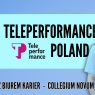 Grafika z logo Teleperformance Poland – partnera wydarzenia Dzień z Biurem Karier UAM; po prawej sylwetka absolwenta w birecie.