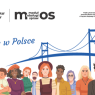 Baner informacyjny „Legalnie w Polsce” z logo Urzędu do Spraw Cudzoziemców i modułu obsługi spraw MOS; na ilustracji widać grupę różnorodnych osób na tle mostu.