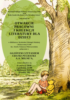 Kubuś Puchatek na otwarciu Pracowni Kolekcji Literatury dla Dzieci