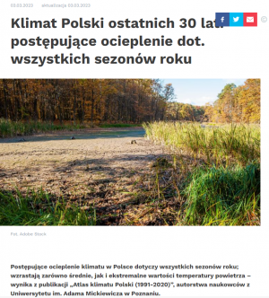 Klimat Polski ostatnich 30 lat: postępujące ocieplenie dot. wszystkich sezonów roku - Nauka w Polsce