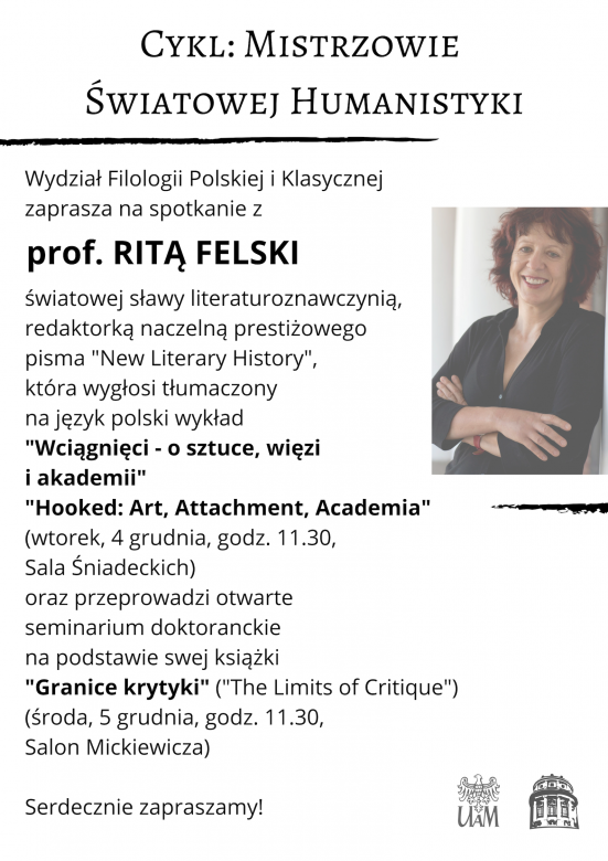 Spotkanie z prof. Ritą Felski plakat