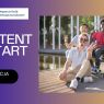 Grafika promująca program „Asystent na start” Biura Wsparcia Osób z Niepełnosprawnościami UAM, z informacją o trwającej rekrutacji; po prawej stronie widnieje zdjęcie grupy młodych osób, w tym osoby na wózku, siedzących na zewnątrz.