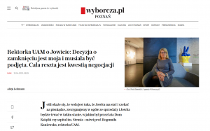 Gazeta Wyborcza - rozmowa z JMR prof. Bogumiłą Kaniewską o DS Jowita