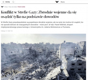 Prof. Paweł Wiliński o konflikcie w Strefie Gazy