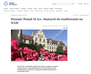Print screen artykułu z portalu Nauka w Polsce