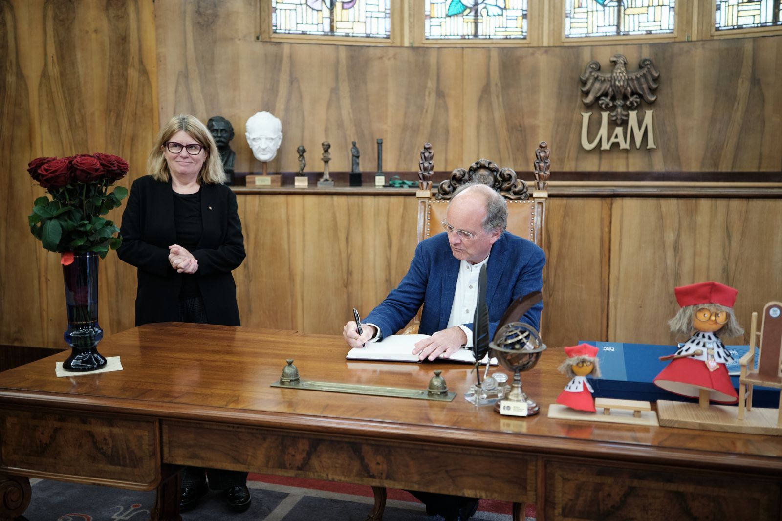 The Presentation Ceremony of AMU Honorary Doctorate to Prof. Johannes Muller. The event took place in the Lubrański Hall in the Collegium Minus Building.
