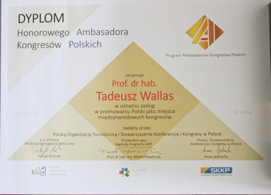 Dyplom Honorowego Ambasadora Kongresów Polskich