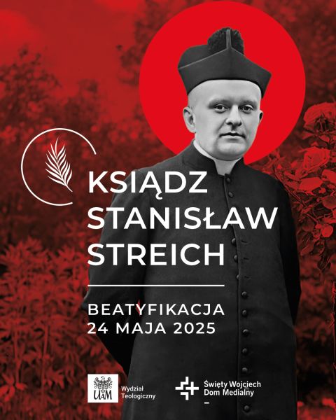 plakat konferencji z podobizną księdza