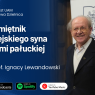 Grafika promująca podcast UAM „Naukowa Dzielnica”. Po prawej stronie portret prof. Ignacego Lewandowskiego, po lewej tytuł odcinka „Pamiętnik wiejskiego syna ziemi pałuckiej” oraz informacje o dostępności na Apple Podcasts, Spotify i YouTube Music.