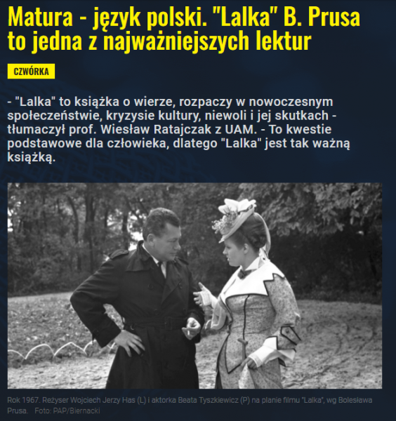 Matura - Język Polski. "Lalka" B. Prusa To Jedna Z Najważniejszych ...