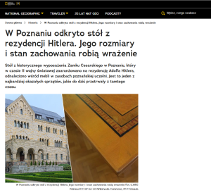 Portal national-geographic.pl o stole z dawnego Collegium Iuridicum