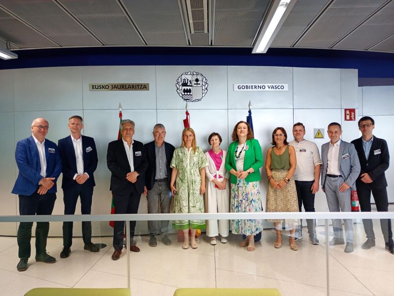 The graphic shows a group photo of Greater Poland delegation at the study visit in the Basque Country