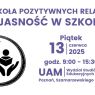 Grafika z informacjami o konferencji. W lewej części lupa, w środku której umieszczono symbole: żarówka, dłonie, człowiek czytający książkę.