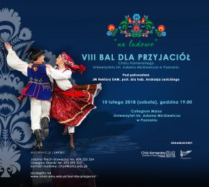 Plakat - VIII Bal dla Przyjaciół Chóru Kameralnego Uniwersytetu im. Adama Mickiewicza w Poznaniu