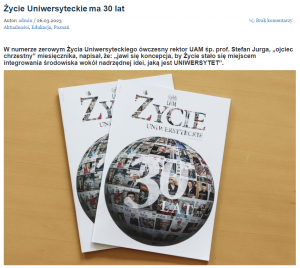 Życie Uniwersyteckie ma 30 lat - naszglospoznanski.pl