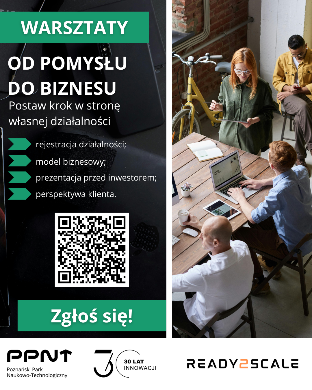 Plakat z QR code do zapisów na wydarzenie