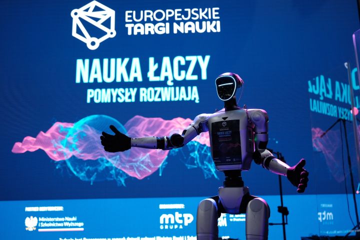 The European Science Fair 2026 - opening ceremony with Adam, the humanoid robot as host.