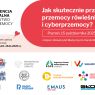 Plakat konferencji regionalnej ‘Dzieciństwo bez przemocy’ z hasłem ‘Jak skutecznie przeciwdziałać przemocy rówieśniczej i cyberprzemocy?’. Wydarzenie odbędzie się 15 października 2025 roku na Uniwersytecie Medycznym im. Karola Marcinkowskiego w Poznaniu. Na dole plakatu widoczne są logotypy organizatorów i partnerów konferencji.