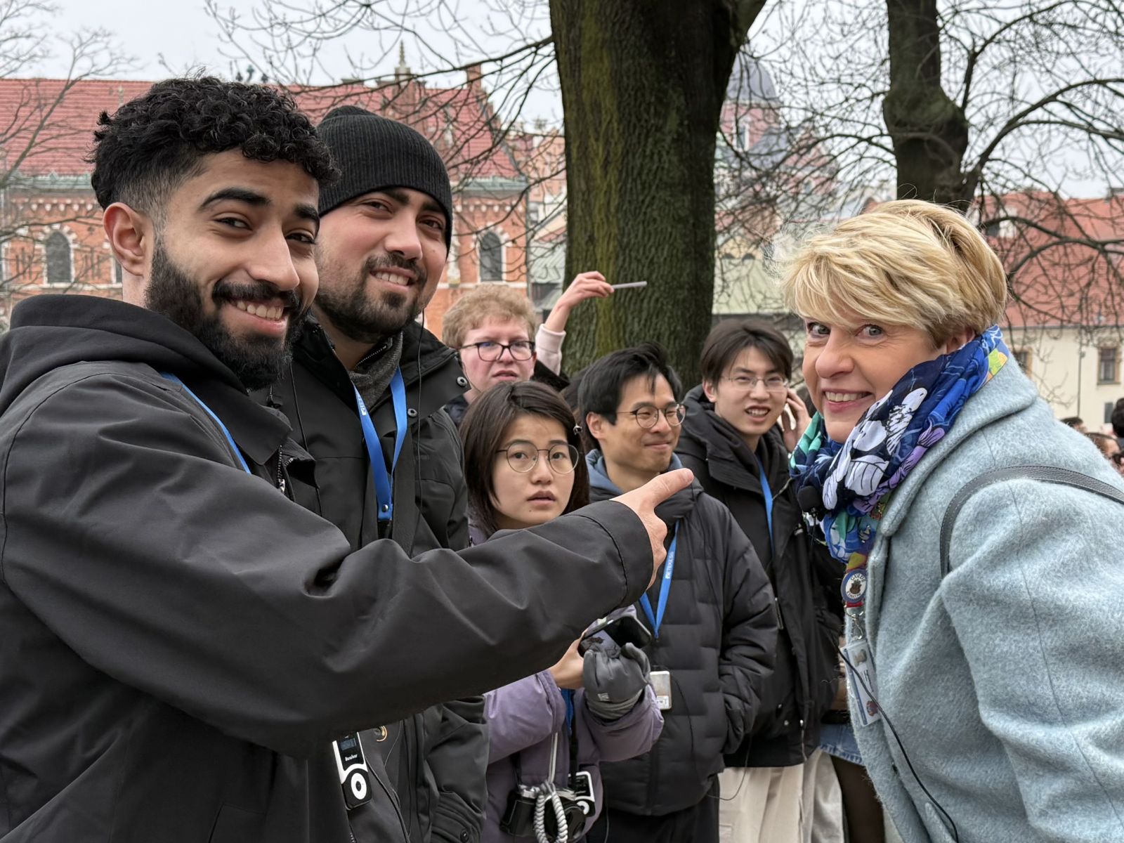  A photo of a group of students in Kraków’s Old Town and at Wawel
