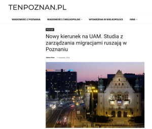 Studia podyplomowe “Zarządzanie Migracjami” - artykuł na portalu Ten Poznań