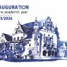 In the upper left corner, the inscription “Inauguration of the Academic Year 2025/2026”. On the right, a drawing of the Collegium Minus building.