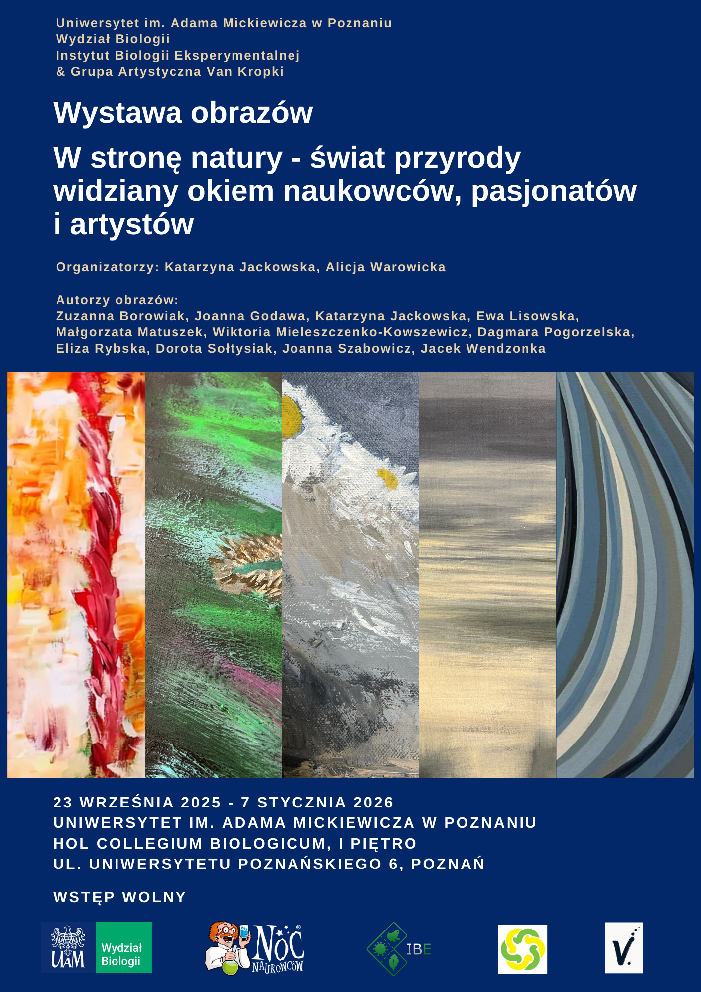 Plakat wystawy z fragmentami obrazów.