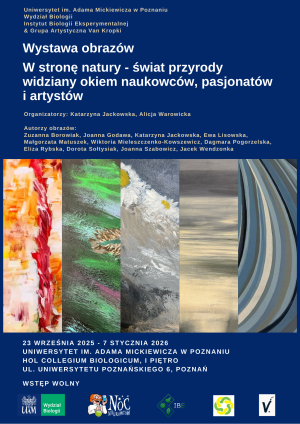 Plakat wystawy z fragmentami obrazów.