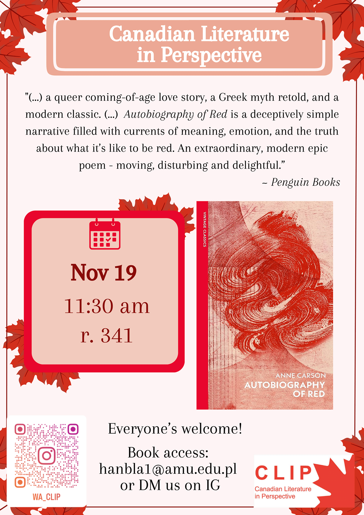 promotional poster: details of the meeting as on the associated page, book publisher’s blurb, book cover, and a QR code provided on the page