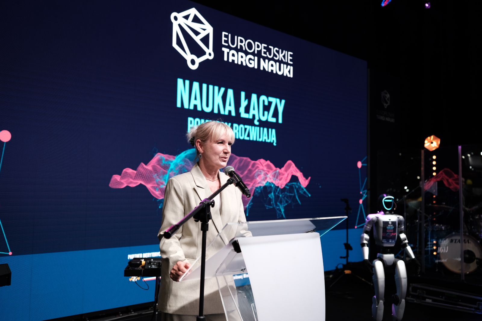 The European Science Fair 2026 - opening ceremony with Adam, the humanoid robot as host.