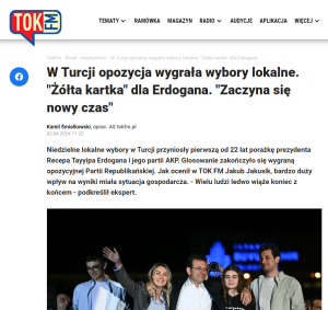 Jakub Jakusik o Turcji w TOK FM