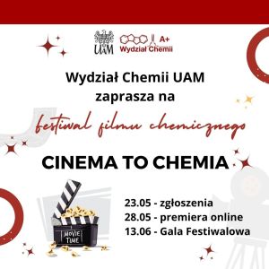 Grafika z informacjami o konkursie CINEMA TO CHEMIA